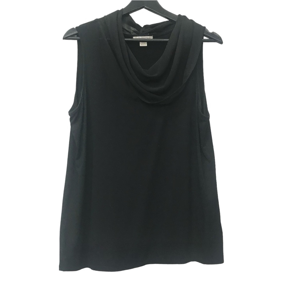 Coldwater Creek Black Knit Sheer Cowl Sleeveless top M 10 12